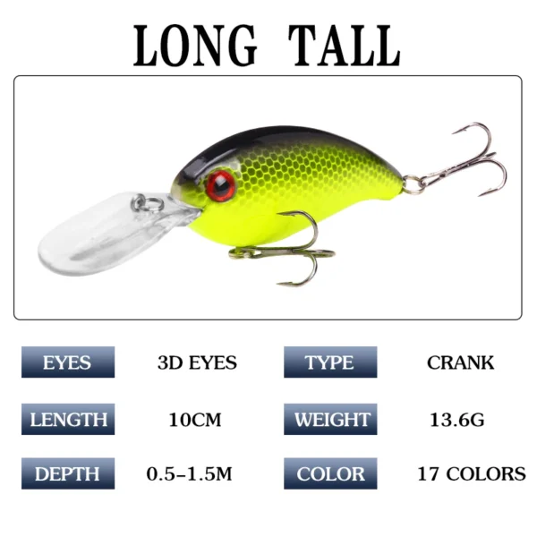 10cm 136g Lifelike Swimbait Bass Crankbait Fishing Lures Diving Wobblers Floating Laser Sea Artificial Bait with 3D Eyes for Freshwater Saltwater Fishing