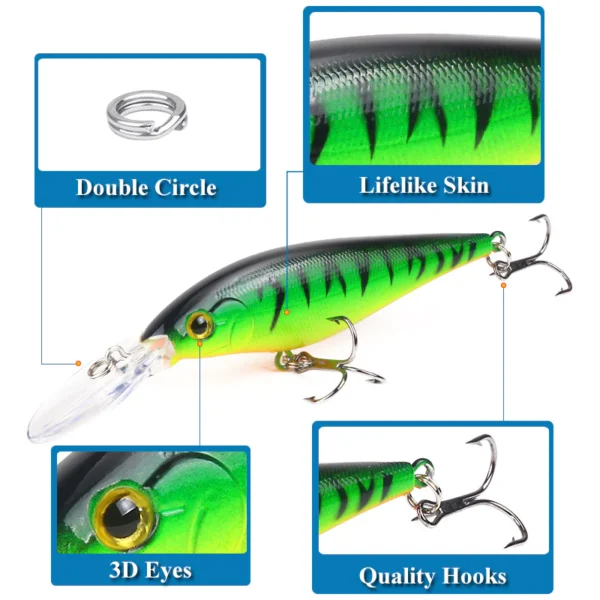 59cddea1d1404eb5d877f4959ad6924d.webp Long Tongue 11cm95g Fishing Lures Hard Baits 3D Eyes Minnow Lure with Treble Hook Swimbait Fishing Bait Sinking Lure for Bass Trout Walleye Redfish Saltwater Freshwater