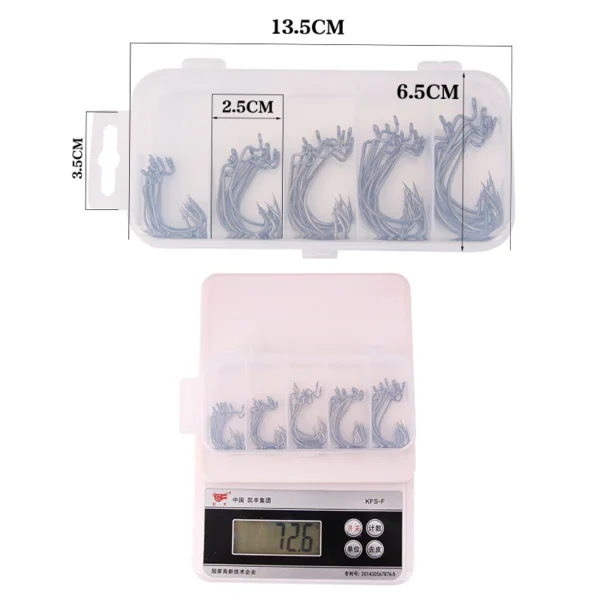50 Pieces Per Box Wide Gap High Carbon Steel Fishing Hooks Worm Bait Jig Tackle