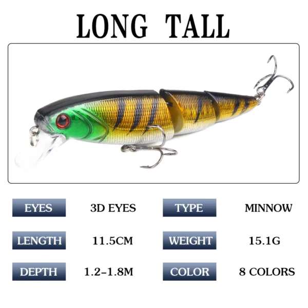 b9910f91eecf211c1edb86c81e149501.webp New Colorful Three Jointed Swim Fishing Lure 115cm15g 1pc Random Color Simulation Hard Bait Mino Bait Outdoor Fishing Gear