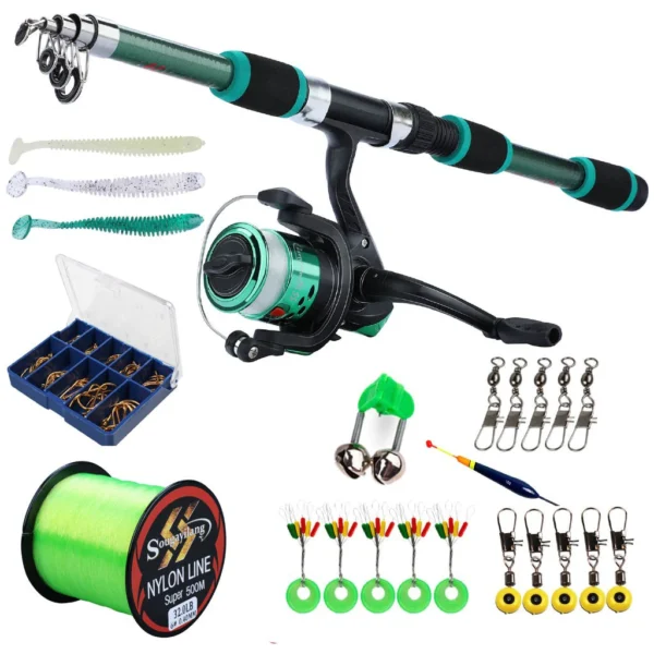 cn-11134207-7qukw-ljz2z8rzeol0ef.webp Full Set Fishing Rod Telesscopic Portable Glass Fiber 5 Color and Spinning Reel with Line Lure