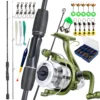 Spinning Fishing Rod Carbon Fiber 2 Section and Fishing Reel with Bait