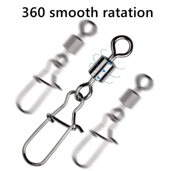 50PCS Strong Fishing Connector Pin Bearing Rolling Swivel Stainless Steel Fishing Accessories Fishing Tackle